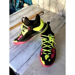 Adidas James Harden Stepback 2 Black Shock Pink Yellow Athletic Shoes Men 10.5